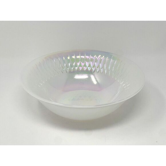 VTG Federal Milk Glass Serving Bowl Opalescent Iridescent Moonglow Aurora 8.5” - Picture 1 of 5